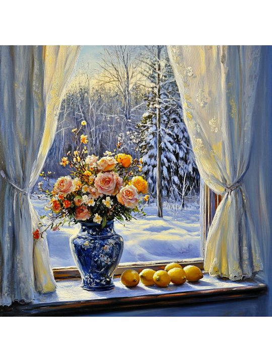 Алмазная мозаика без подрамника «Букет роз» 50x50 см