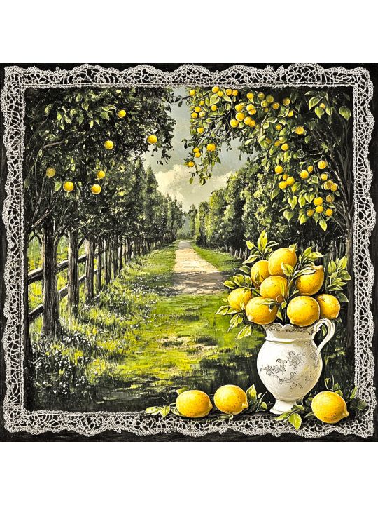 Алмазная мозаика без подрамника «Аллея лимонов» 30x30 см