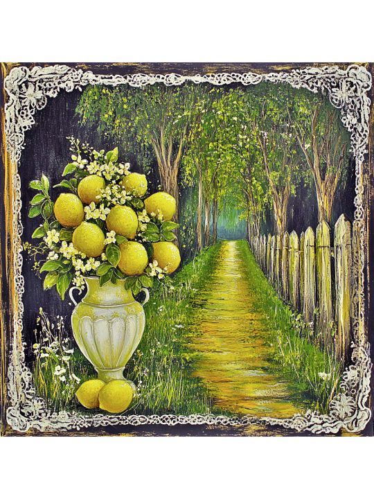 Алмазная мозаика без подрамника «Лимонная аллея» 40x40 см