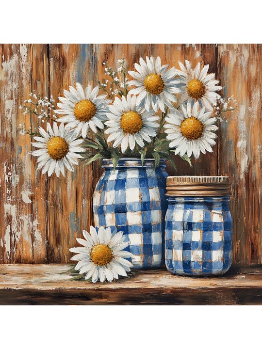 Алмазная мозаика без подрамника «Ромашки» 30x30 см