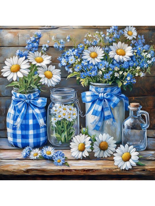 Алмазная мозаика без подрамника «Ромашки» 40x40 см