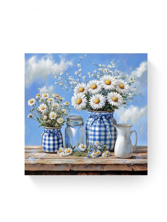 Алмазная мозаика на подрамнике «Ваза ромашек» 40x40 см