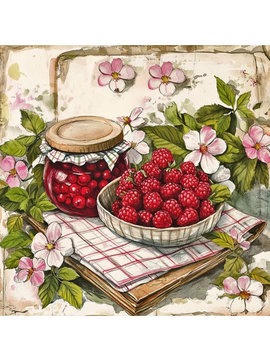 Алмазная мозаика без подрамника «Малиновый рай» 30x30 см