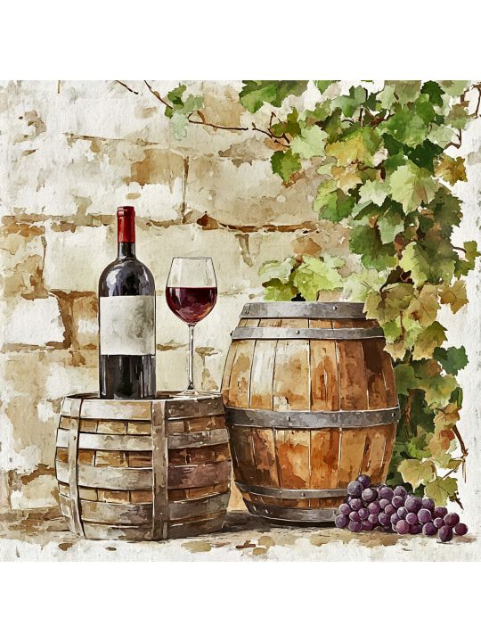 Алмазная мозаика без подрамника «Розовое вино» 40x40 см