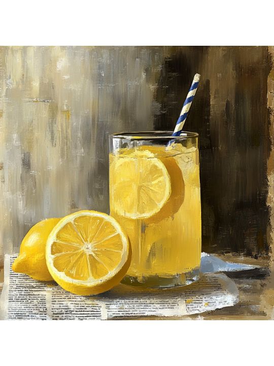Алмазная мозаика без подрамника «Сок лимона» 40x40 см