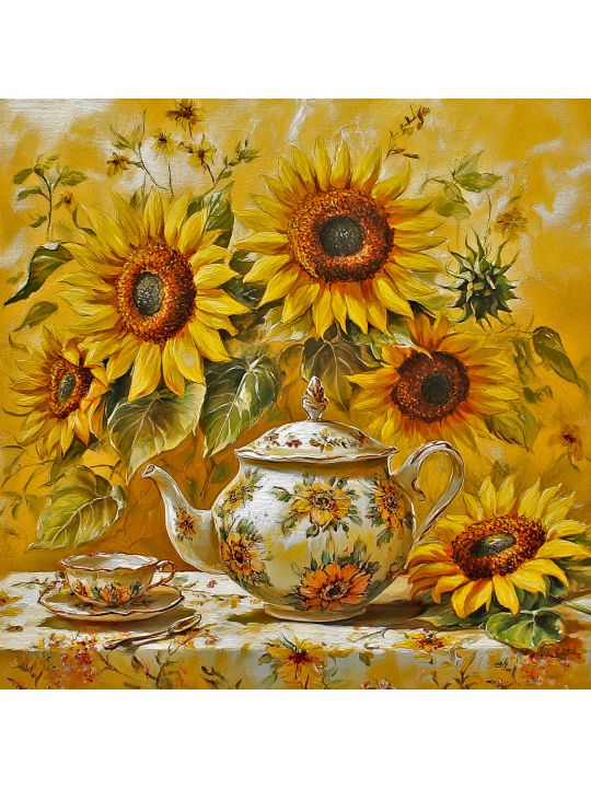 Алмазная мозаика без подрамника «Подсолнухи» 40x40 см