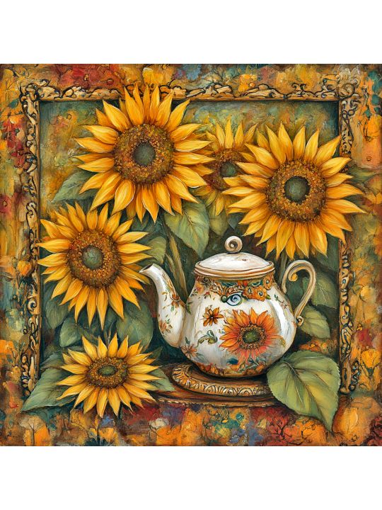 Алмазная мозаика без подрамника «Подсолнухи» 40x40 см