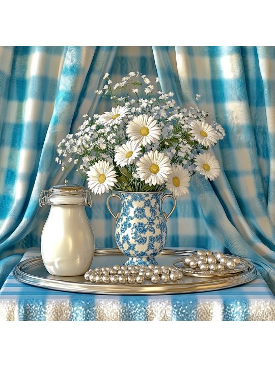 Алмазная мозаика без подрамника «Ромашки» 40x40 см