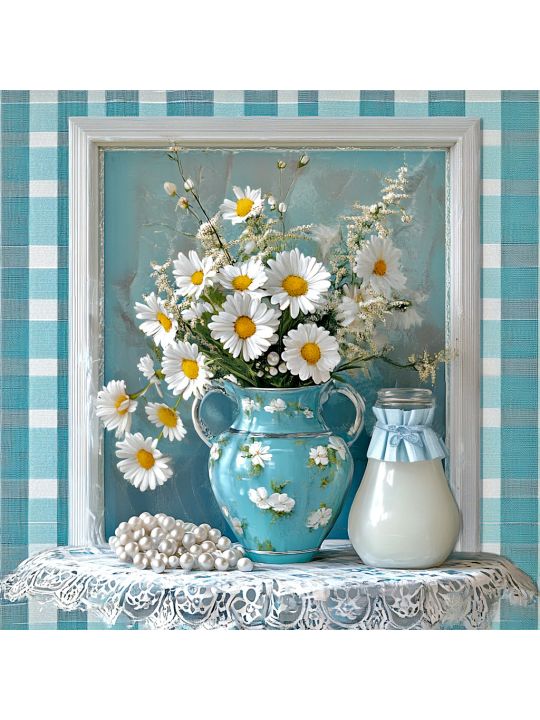 Алмазная мозаика без подрамника «Ромашки» 30x30 см
