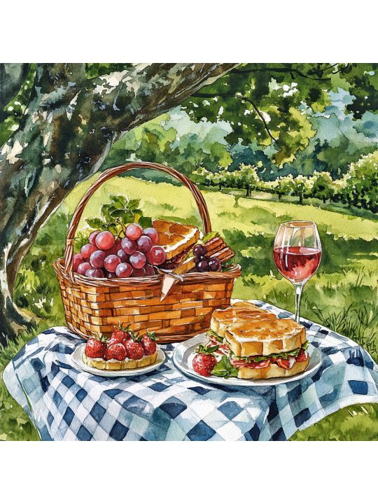 Алмазная мозаика без подрамника «Пикник» 90x90 см