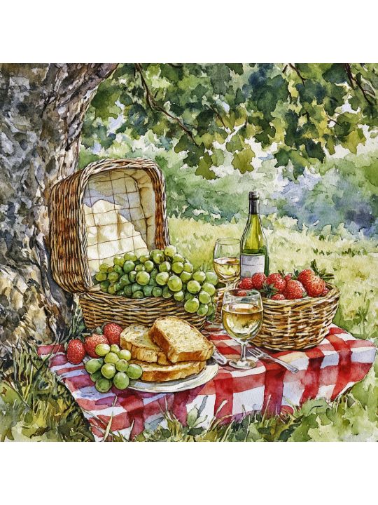 Алмазная мозаика без подрамника «Пикник» 70x70 см