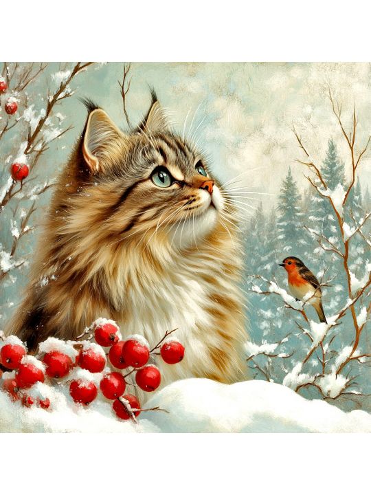 Алмазная мозаика без подрамника «Зимняя пора» 40x40 см