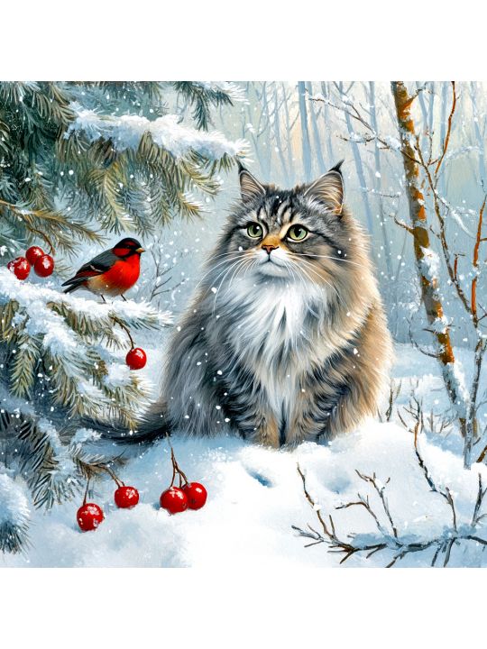 Алмазная мозаика без подрамника «Зимняя пора» 40x40 см