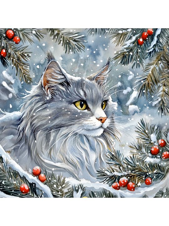 Алмазная мозаика без подрамника «Зимняя пора» 30x30 см