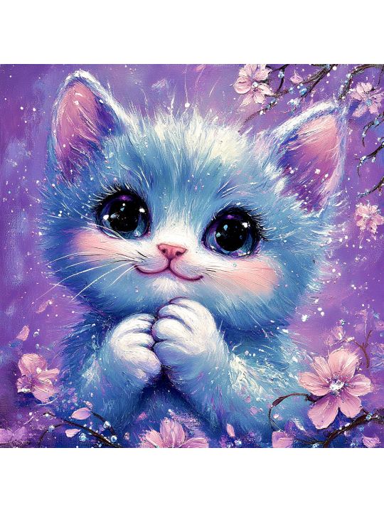 Алмазная мозаика без подрамника «Милый котик» 30x30 см