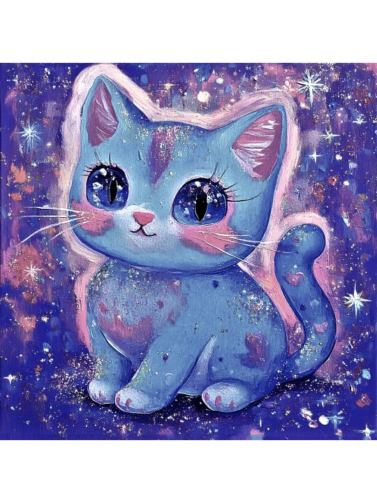 Алмазная мозаика без подрамника «Милый котик» 90x90 см