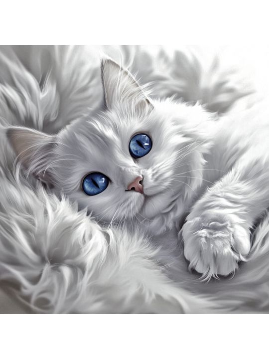 Алмазная мозаика без подрамника «Дымный кот» 40x40 см