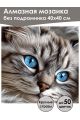 Алмазная мозаика без подрамника «Дымный кот» 40x40 см