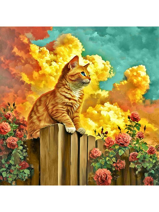 Алмазная мозаика без подрамника «Закат» 40x40 см