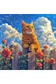 Алмазная мозаика без подрамника «Кот на заборе» 70x70 см