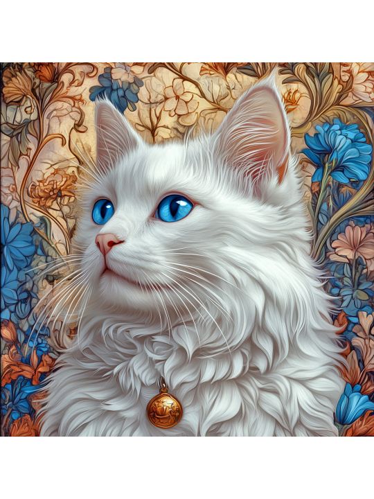 Алмазная мозаика без подрамника «Мисс кошечка» 70x70 см