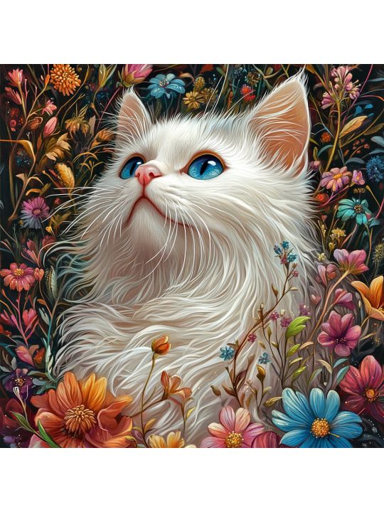Алмазная мозаика без подрамника «Мисс кошечка» 30x30 см