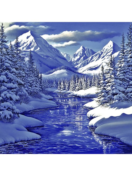 Алмазная мозаика без подрамника «Горные вершины» 40x40 см