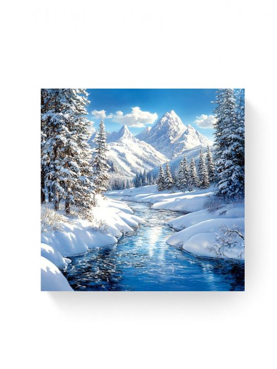 Алмазная мозаика на подрамнике «Горная река» 30x30 см