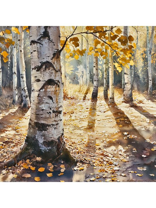 Алмазная мозаика без подрамника «Берёзки» 70x70 см
