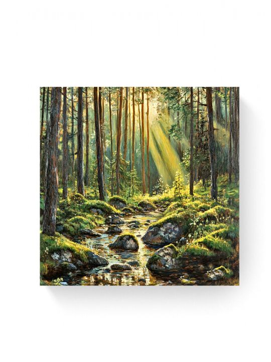 Алмазная мозаика на подрамнике «Лесная река» 30x30 см