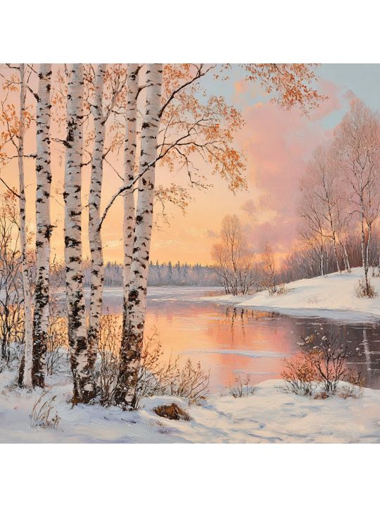 Алмазная мозаика без подрамника «Розовый закат» 40x40 см