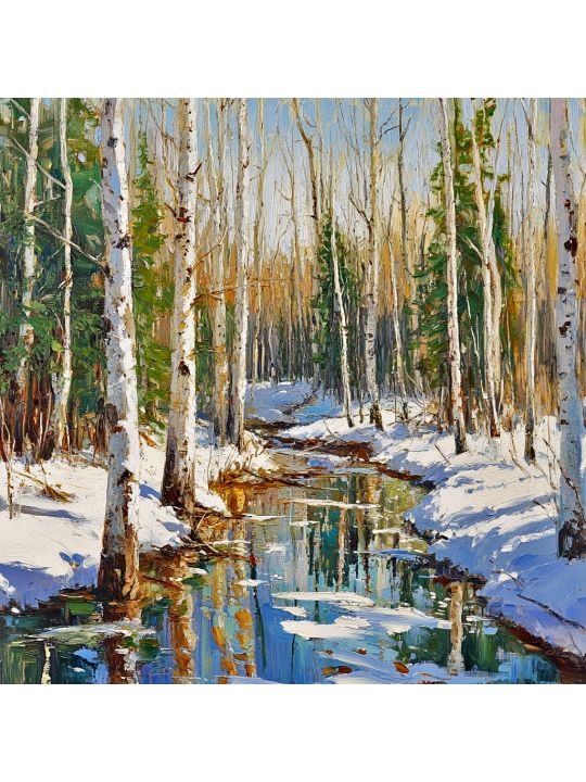 Алмазная мозаика без подрамника «Лесной ручей» 40x40 см