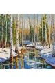 Алмазная мозаика без подрамника «Лесной ручей» 40x40 см