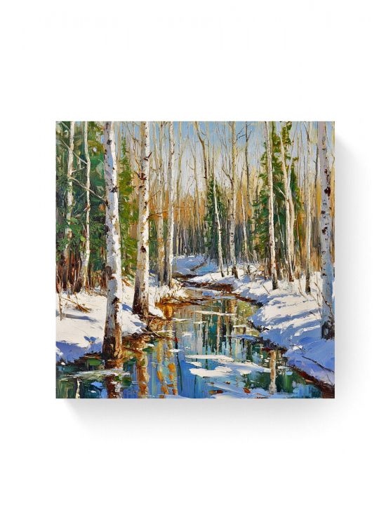 Алмазная мозаика на подрамнике «Лесной ручей» 30x30 см