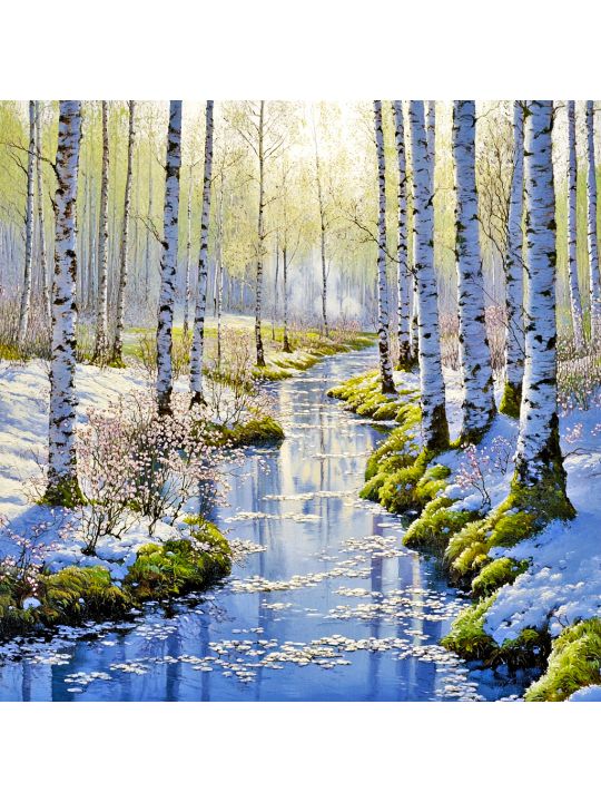 Алмазная мозаика без подрамника «Зимний лес» 100x100 см