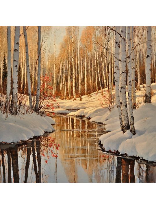 Алмазная мозаика без подрамника «Зимний лес» 40x40 см