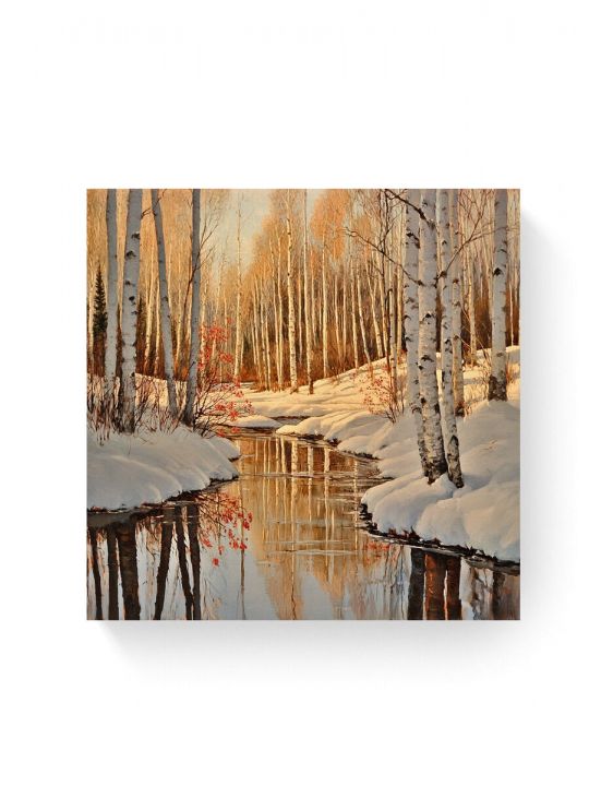 Алмазная мозаика на подрамнике «Зимний лес» 40x40 см