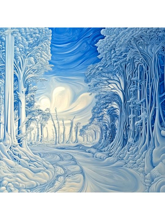 Алмазная мозаика без подрамника «Морозный лес» 40x40 см