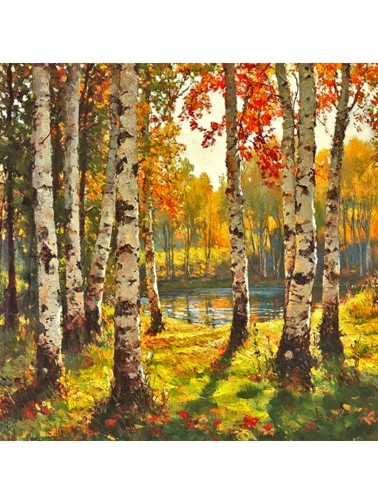 Алмазная мозаика без подрамника «Осенний лес» 40x40 см