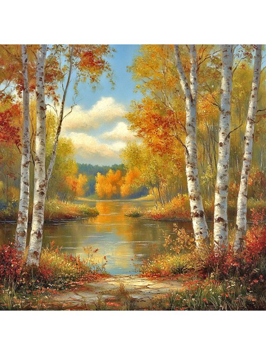 Алмазная мозаика без подрамника «Осенний лес» 40x40 см