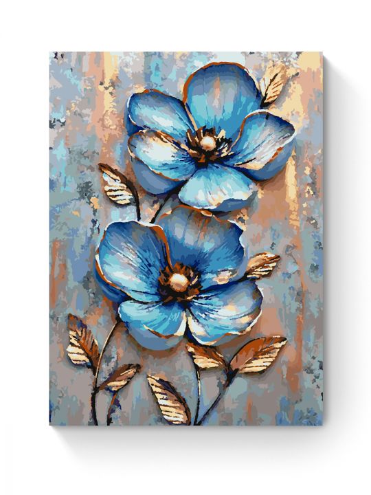 Картина по номерам на подрамнике «Голубые цветы» 70x50 см