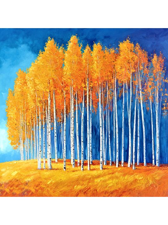 Алмазная мозаика без подрамника «Березы» 90x90 см