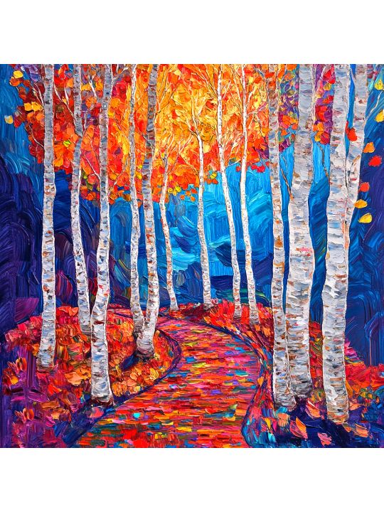 Алмазная мозаика без подрамника «Березы» 30x30 см