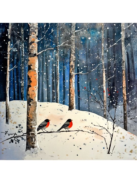 Алмазная мозаика без подрамника «Зимний лес» 70x70 см