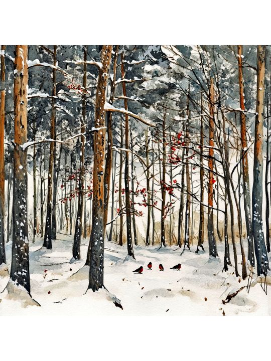 Алмазная мозаика без подрамника «Зимний лес» 40x40 см