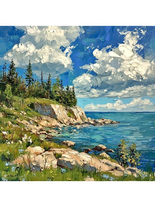 Алмазная мозаика без подрамника «Побережье» 30x30 см