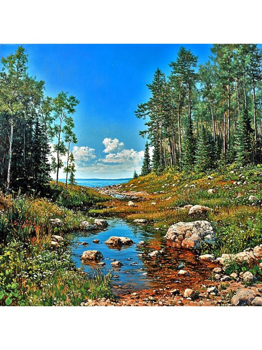 Алмазная мозаика без подрамника «Побережье» 40x40 см