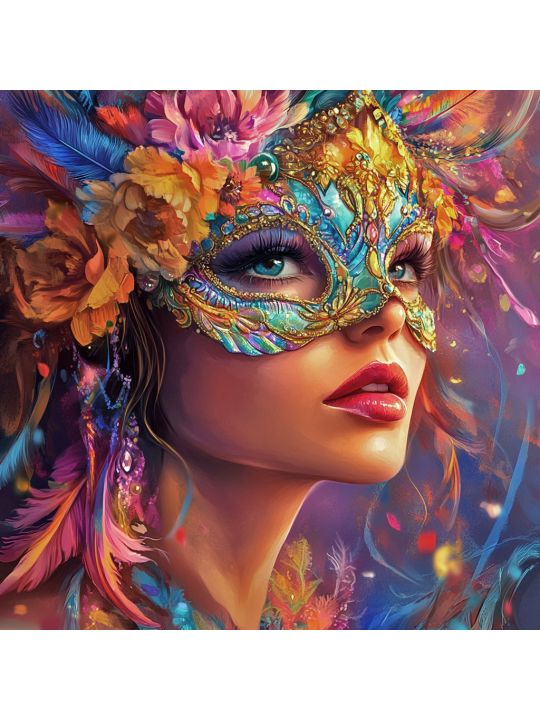 Алмазная мозаика без подрамника «Маскарад» 90x90 см