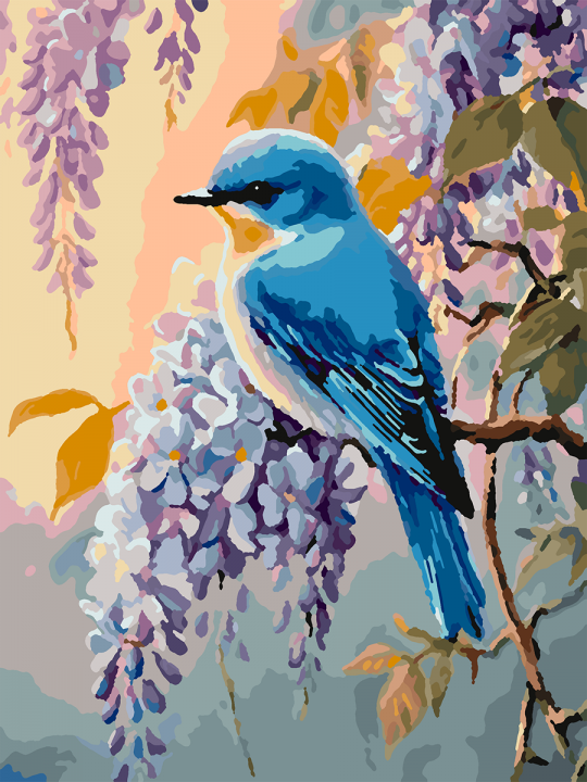 Картина по номерам без подрамника «Птичка весны» 25x20 см Картина по номерам без подрамника «Птичка весны» 25x20 см