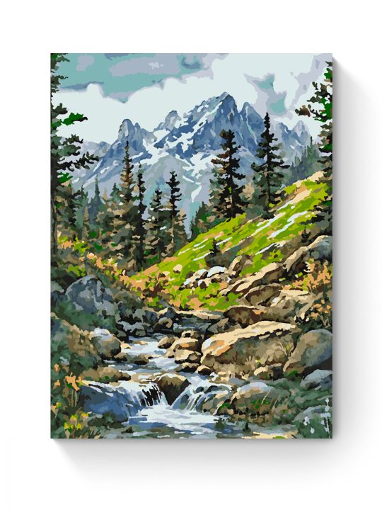 Картина по номерам на подрамнике «Горный ручей» 70x50 см